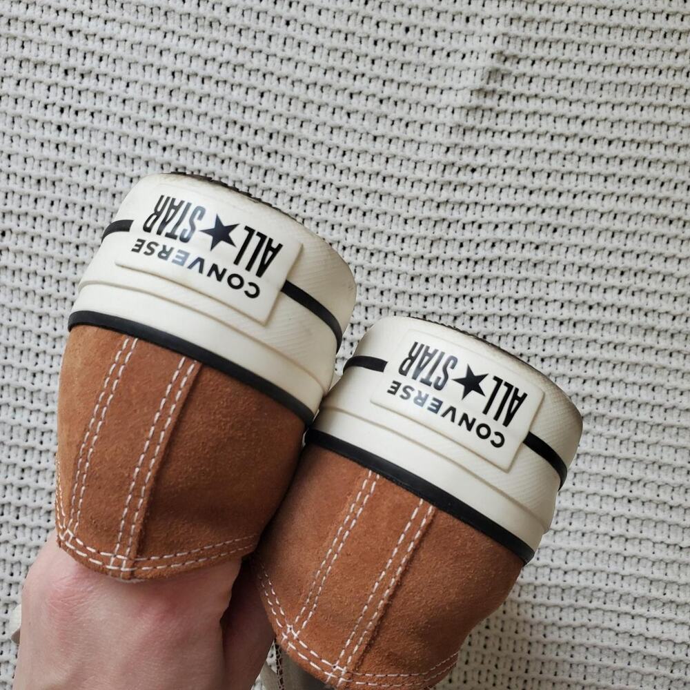 Brown suede lace up platform coverse sneakers - Picture 5 of 8